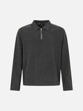DAXUEN Half-zip polo long sleeve t-shirt in beige and grey