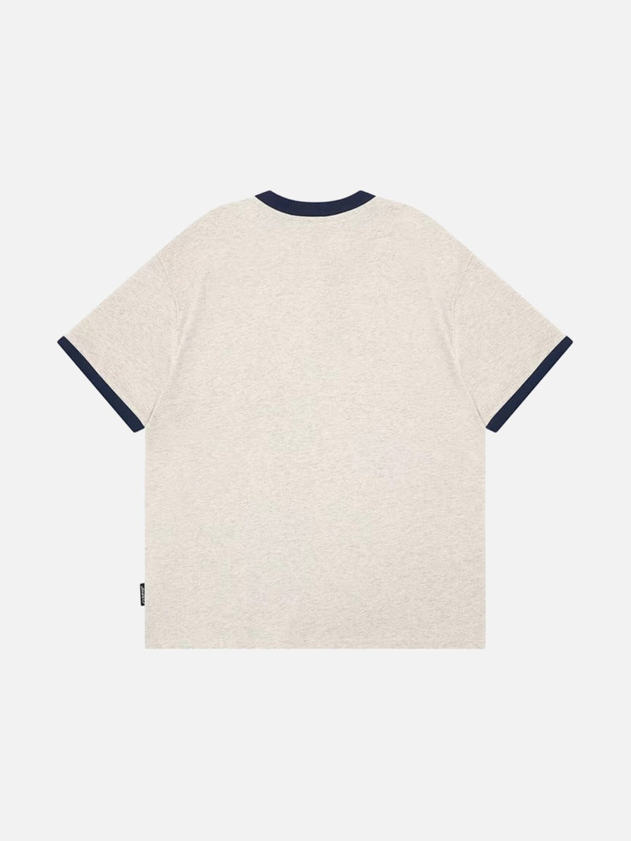 DAXUEN Short-sleeved henley-style T-shirt with graphic pocket