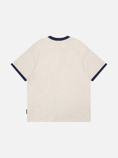 DAXUEN Short-sleeved henley-style T-shirt with graphic pocket