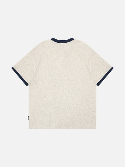 DAXUEN Short-sleeved henley-style T-shirt with graphic pocket