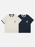 DAXUEN Short-sleeved henley-style T-shirt with graphic pocket