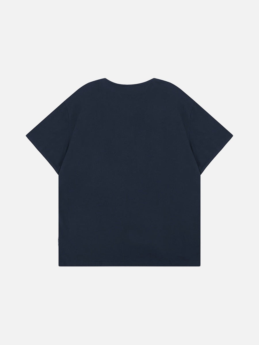 DAXUEN Short-sleeved henley-style T-shirt with graphic pocket