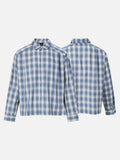 DAXUEN Long-sleeved plaid button-up shirt — model photo