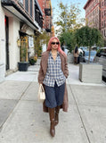 DAXUEN Long-sleeved plaid button-up shirt — model photo