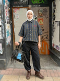 DAXUEN Short-sleeved plaid button-up shirt — model photo