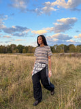 DAXUEN Relaxed-fit short-sleeve striped t-shirt with pocket — model photo