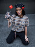 DAXUEN Relaxed-fit short-sleeve striped t-shirt with pocket — model photo