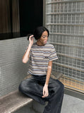 DAXUEN Relaxed-fit short-sleeve striped t-shirt with pocket — model photo