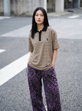 DAXUEN Short-sleeved polo shirt with horizontal stripes — model photo