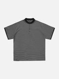 DAXUEN Short sleeve striped shirt with mandarin collar