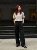 DAXUEN Short sleeve striped shirt with mandarin collar — model photo