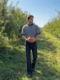 DAXUEN Short sleeve striped shirt with mandarin collar — model photo