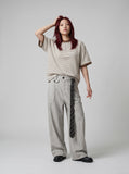 DAXUEN Short sleeve striped shirt with mandarin collar — model photo