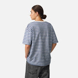 DAXUEN Short-sleeve striped t-shirt in light blue and grey — model photo