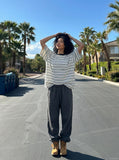DAXUEN Short-sleeved striped t-shirt with oversized fit — model photo