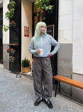 DAXUEN Long-sleeved collared zip-up jacket with stripes