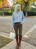 DAXUEN Long-sleeved collared zip-up jacket with stripes — model photo