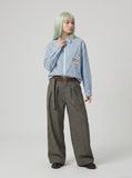 DAXUEN Long-sleeved collared zip-up jacket with stripes — model photo
