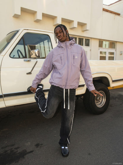 DAXUEN Oversized hooded technical jacket — model photo