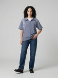 DAXUEN Short-sleeved collared embroidered shirt — model photo