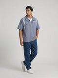 DAXUEN Short-sleeved collared embroidered shirt — model photo