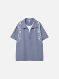 DAXUEN Short-sleeved collared embroidered shirt