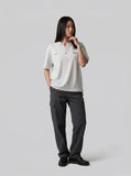DAXUEN Relaxed-fit short-sleeved V-neck Henley T-shirt — model photo