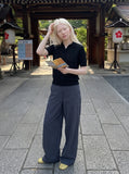DAXUEN Short-sleeved knitted polo shirt — model photo