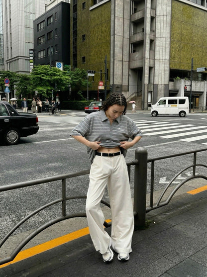 DAXUEN Relaxed fit short-sleeved striped polo shirt — model photo