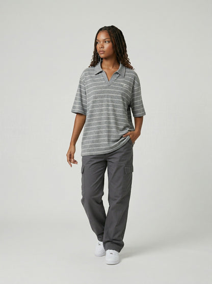 DAXUEN Relaxed fit short-sleeved striped polo shirt — model photo