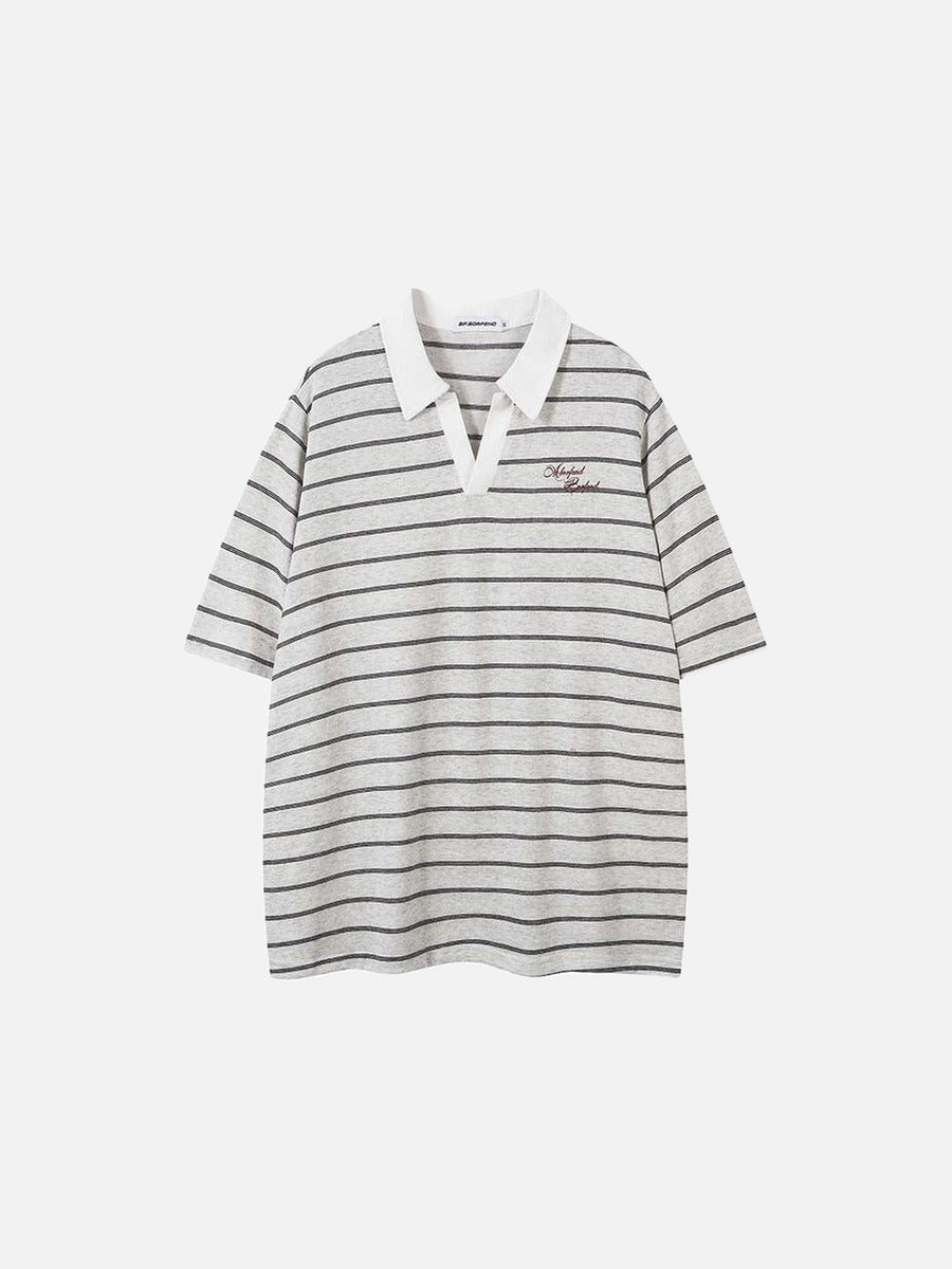 DAXUEN Relaxed fit short-sleeved striped polo shirt