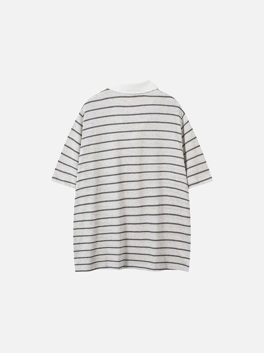 DAXUEN Relaxed fit short-sleeved striped polo shirt
