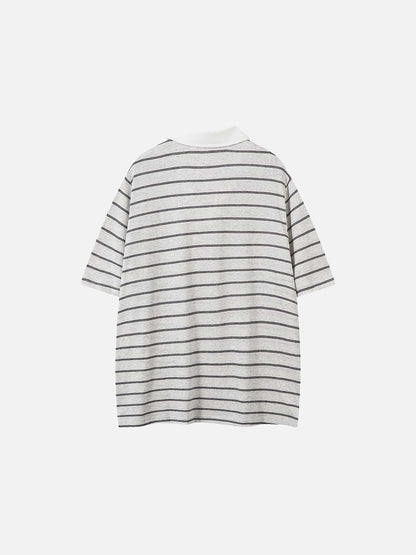DAXUEN Relaxed fit short-sleeved striped polo shirt