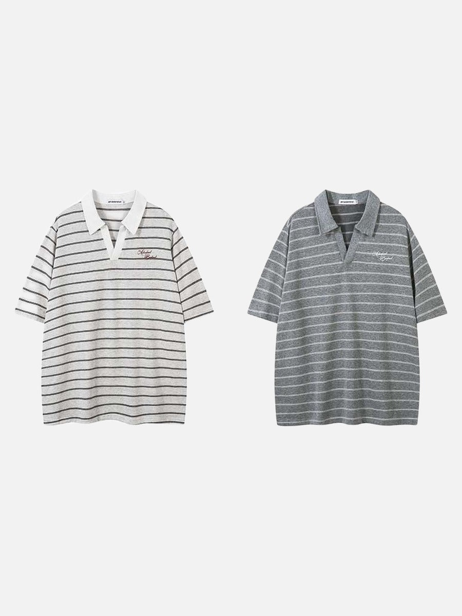DAXUEN Relaxed fit short-sleeved striped polo shirt