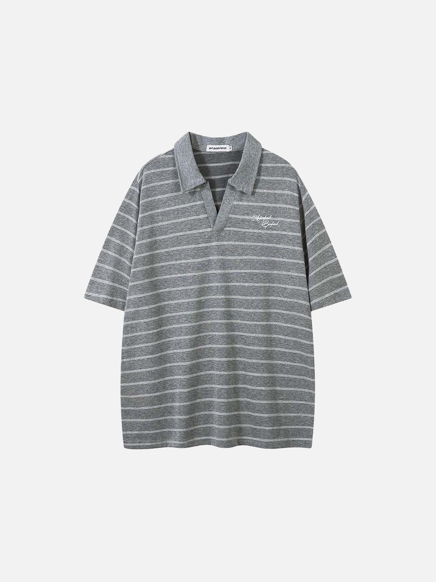 DAXUEN Relaxed fit short-sleeved striped polo shirt