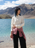 DAXUEN Relaxed-fit long-sleeved button-up shirt — model photo