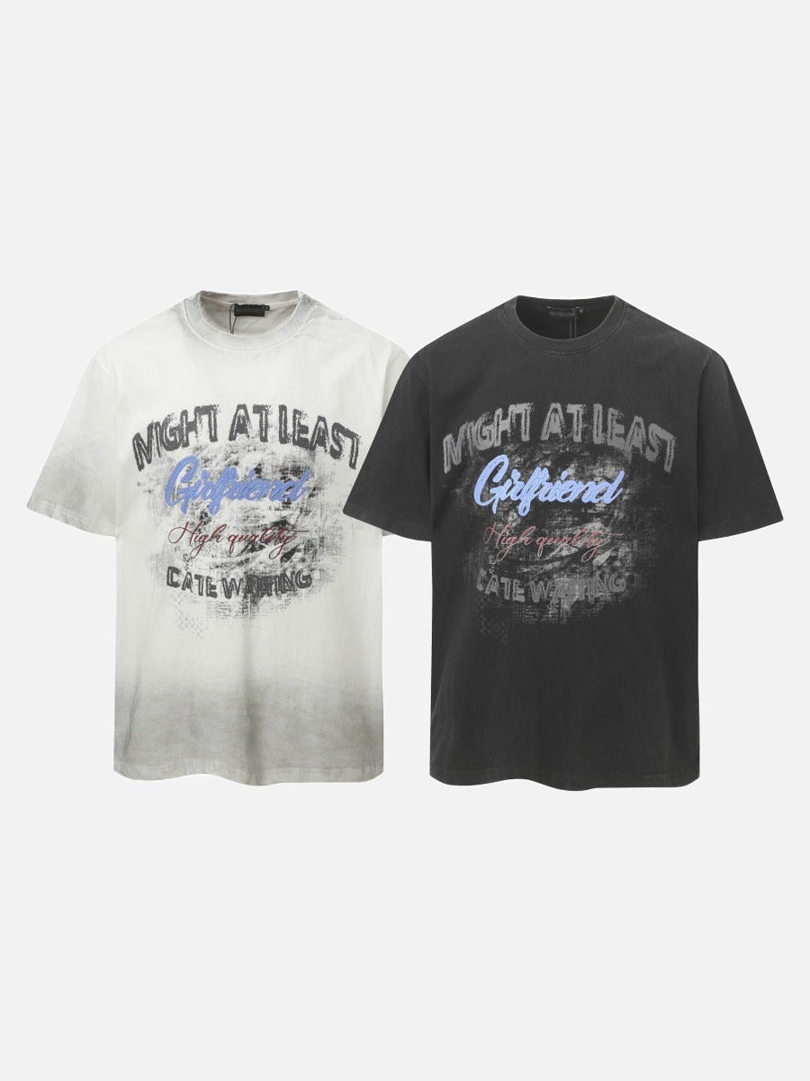 DAXUEN Distressed graphic t-shirt with bold text print