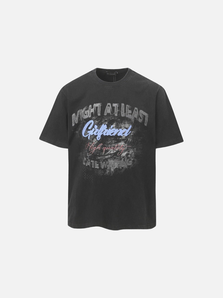 DAXUEN Distressed graphic t-shirt with bold text print