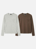 DAXUEN Long sleeve crew neck t-shirt with patch pocket