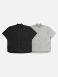 DAXUEN Loose short-sleeve button-up shirt in solid colors
