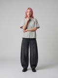 DAXUEN Loose short-sleeve button-up shirt in solid colors — model photo