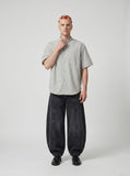 DAXUEN Loose short-sleeve button-up shirt in solid colors — model photo