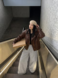 DAXUEN Light grey relaxed wide-leg pants — model photo