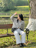 DAXUEN Light grey relaxed wide-leg pants — model photo