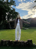 DAXUEN Light grey relaxed wide-leg pants — model photo