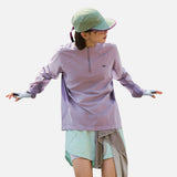 DAXUEN Long-sleeved pullover top with quarter-zip collar