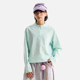 DAXUEN Long-sleeved pullover top with quarter-zip collar