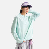 DAXUEN Long-sleeved pullover top with quarter-zip collar