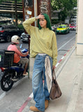 DAXUEN Long-sleeved pullover top with quarter-zip collar — model photo