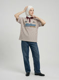 DAXUEN Striped short-sleeved polo shirt with embroidered graphics — model photo